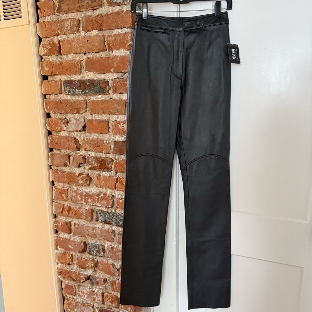 Wilsons Leather Maxima Woman’s Size 2 NWT Deadstock Pants Black Straight Leg Y2K
